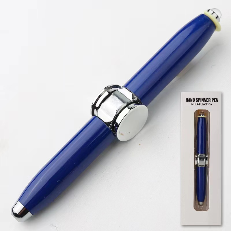 LED Fingerspitze Spinnen Kuli Zappeln Angst Dekompression Kreisel Metall Kugelschreiber Gyroskop Stift Schreiben Stifte schule Für freundlicher Erwachsene: Blau