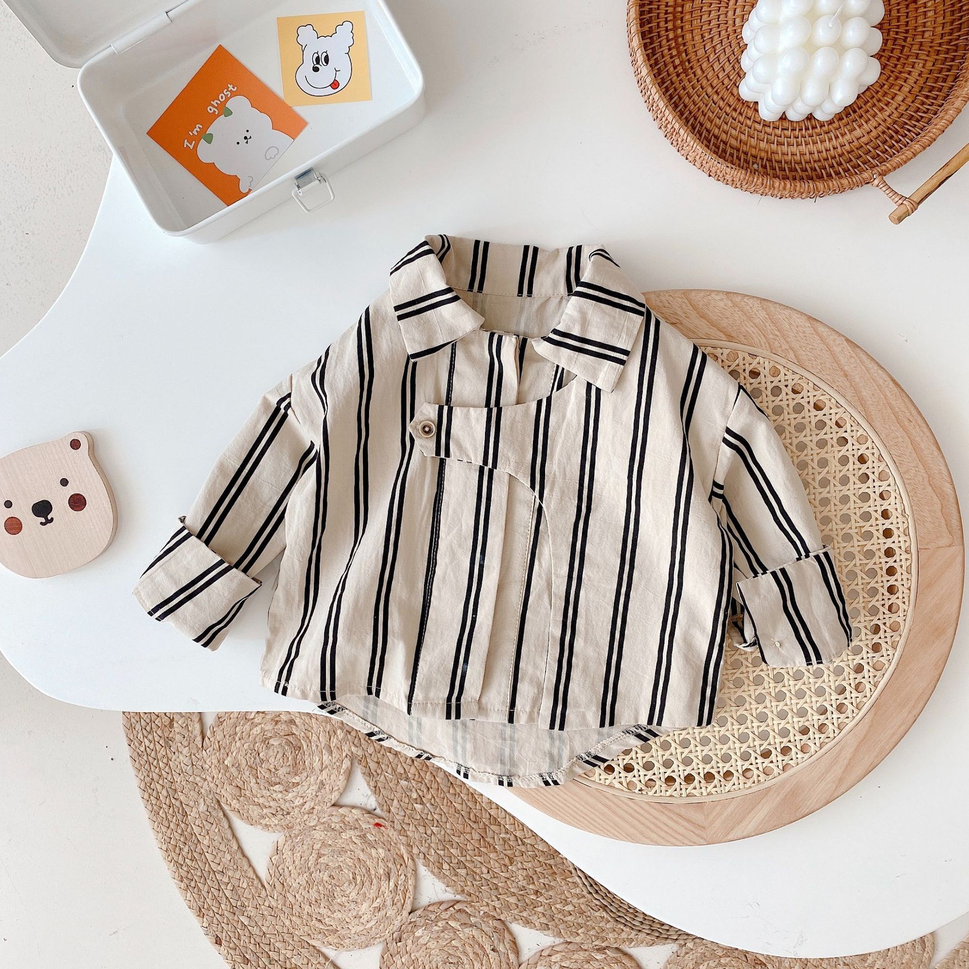 Camicie chic a righe per ragazzi primavera autunno camicie casual a maniche lunghe per bambini tutte le partite top in cotone