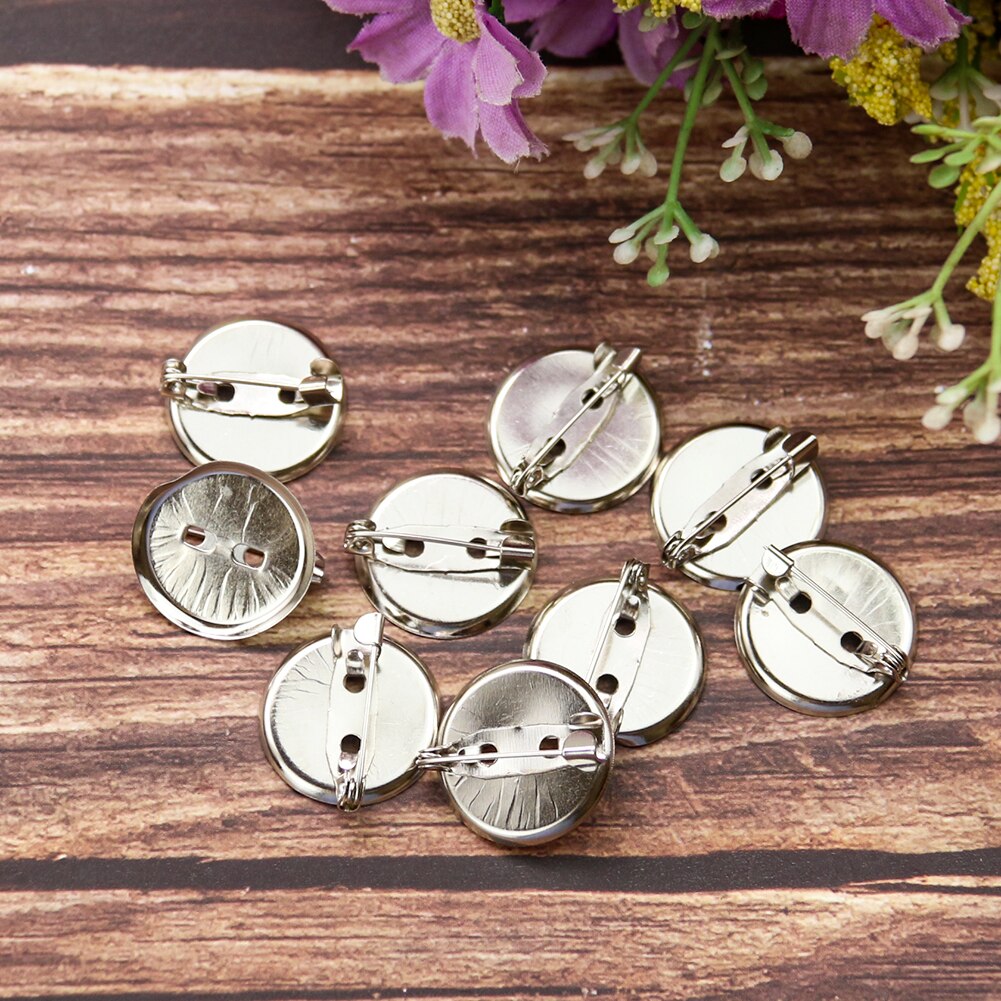 30PC metalowa okrągła tarcza broszka materiał dodatkowy instrukcja podwójnego zastosowania agrafka naciśnij klip odznaka DIY odzież robić biżuterii akcesoria