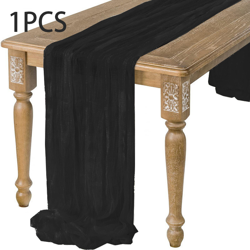 90 x 400cm halvtransparent gasbinda bordslöpare matsal vintage bröllop brud jul banketter fest valv tårtdekoration