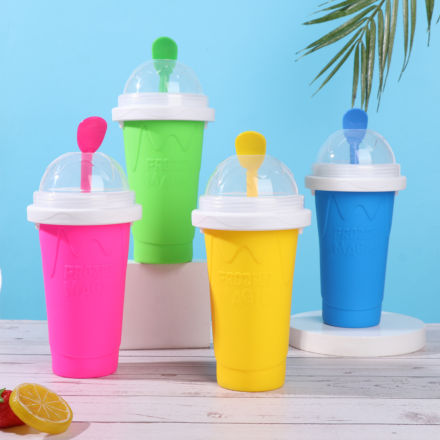Silicone Slushy Cup Frozen Icy Smoothie Smoothie Quickly Maker Squeeze Cup Cooler Smoothie Cup Pinch Into Ice Slushy Ice Cup