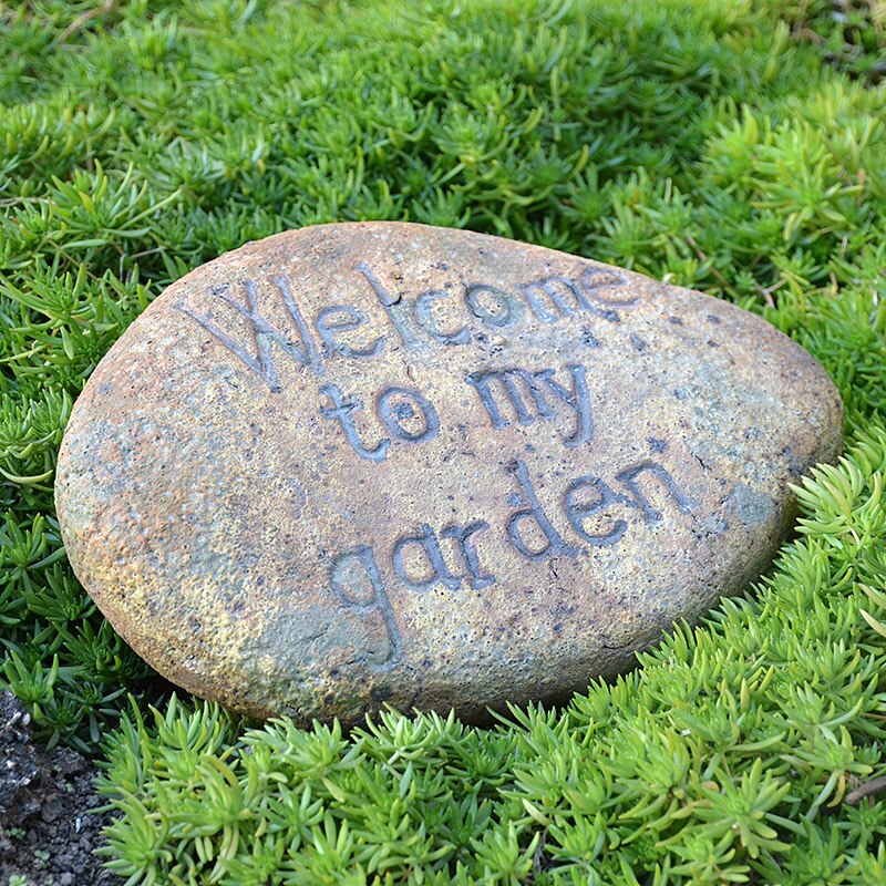 Panneau en pierre poterie rétro | Signes en argile, bienvenue dans mon jardin, Plaques symboles de bienvenue, décor de jardin pour maison américaine
