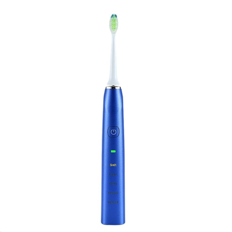 Electric Toothbrush Household Whitening IPX7 Waterproof Toothbrushes Fast Rechargeable Ultrasonic Toothbrush: Blue
