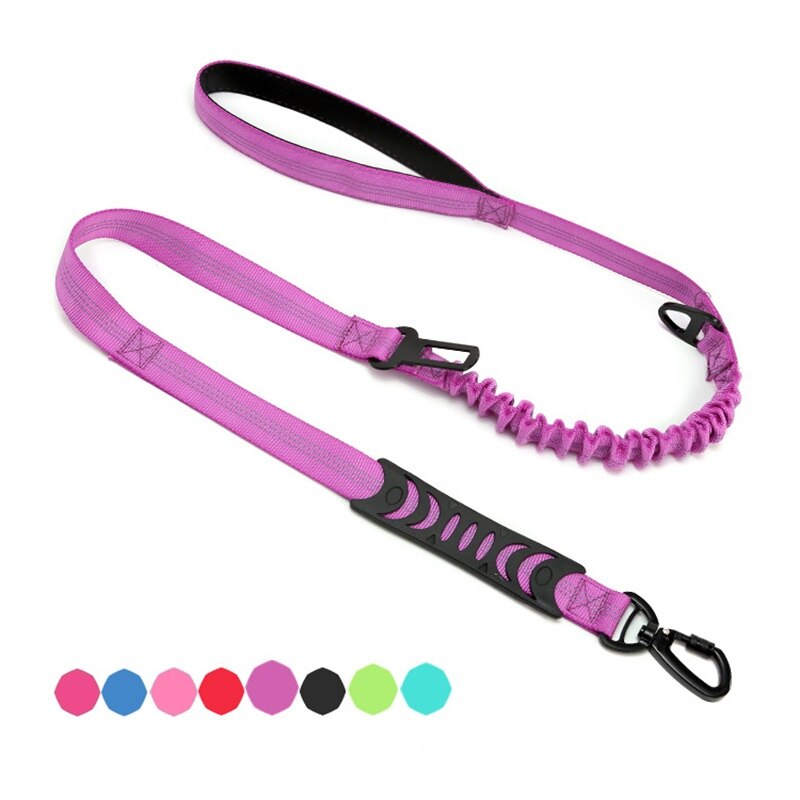 Leiband Voor Hond Elastische Hondenriem Reflecterende Hond Autogordel Hond Riemen Voor Grote Honden Outdoor Hond Auto Leash buffer: Paars