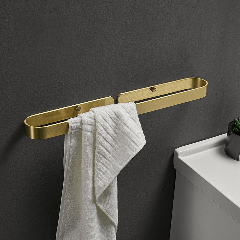 Aluminium badeværelse håndklædeholder vægmonteret bøjle børstet guld håndklædeholder opbevaringsholder hylde moderne badeværelse tilbehør