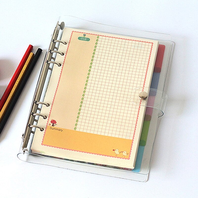 A5/A6/A7 PVC Notebook Notepad Sheet Shell Cover File Folder 6 Holes Binder DIY