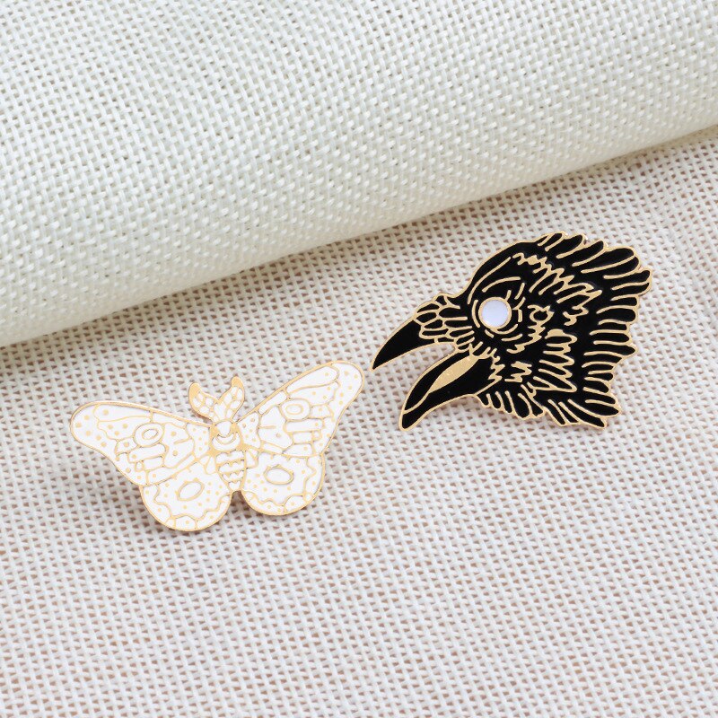Broches Kraai Vogel Vlinder Metalen Badge Accessoires Pictogrammen Op Kleding T-shirt Kleding Tas Rugzak Diy Persoonlijkheid