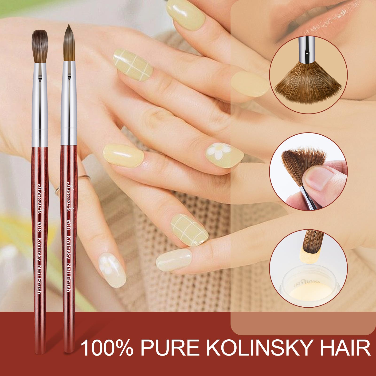 Keimeis Acryl Nagelborstel 100% Kolinsky Acryl Borstels Voor Nagels Maat 10 Ovaal Gekrompen Nagelborstels Voor Acryl Applicat