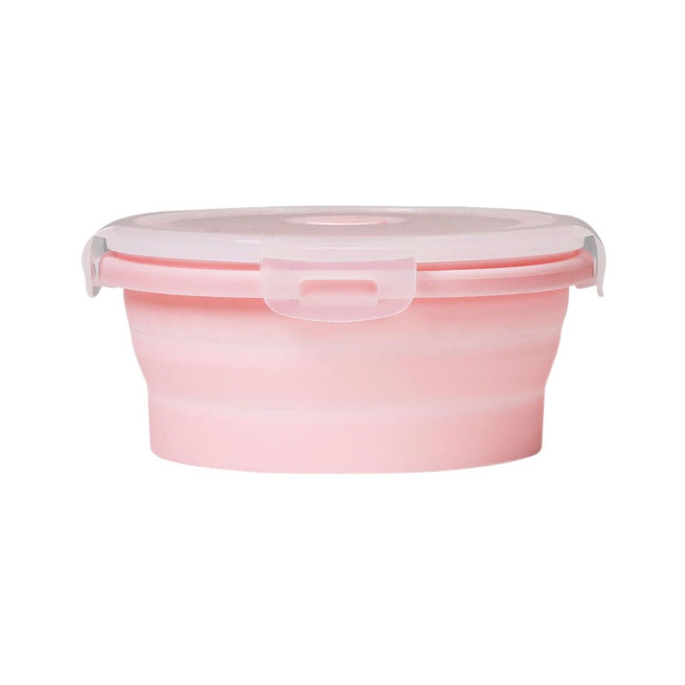 Faltbare Lebensmittel Container Faltbare Silikon Schalen Mikrowelle Gefrierfach Lebensmittel Lagerung Container mit Luftdichten Deckel für Mittagessen: Rosa / 1200ml