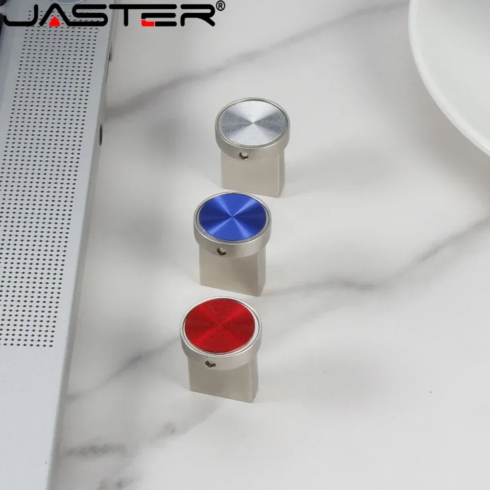 Mini Metal USB Flash Drive 128GB High Speed Memory Stick 64GB Blue Waterproof Pen Drive 32GB Circular Button USB Stick 16GB 8GB