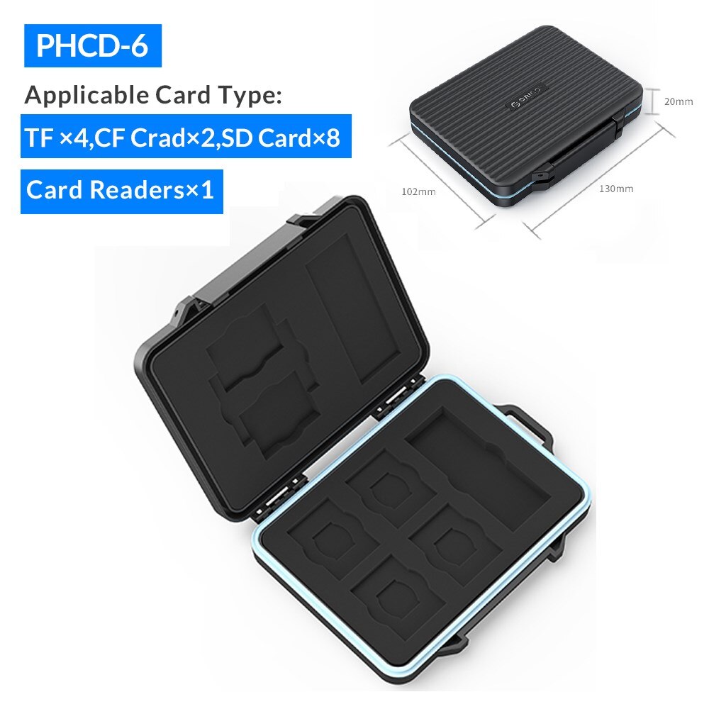 ORICO SD Card Storage Box Waterproof Shockproof Storage Protector Cover for Computer Camera 12Slots SD Cards and 12Slots IF Card: PHCD-6-BK