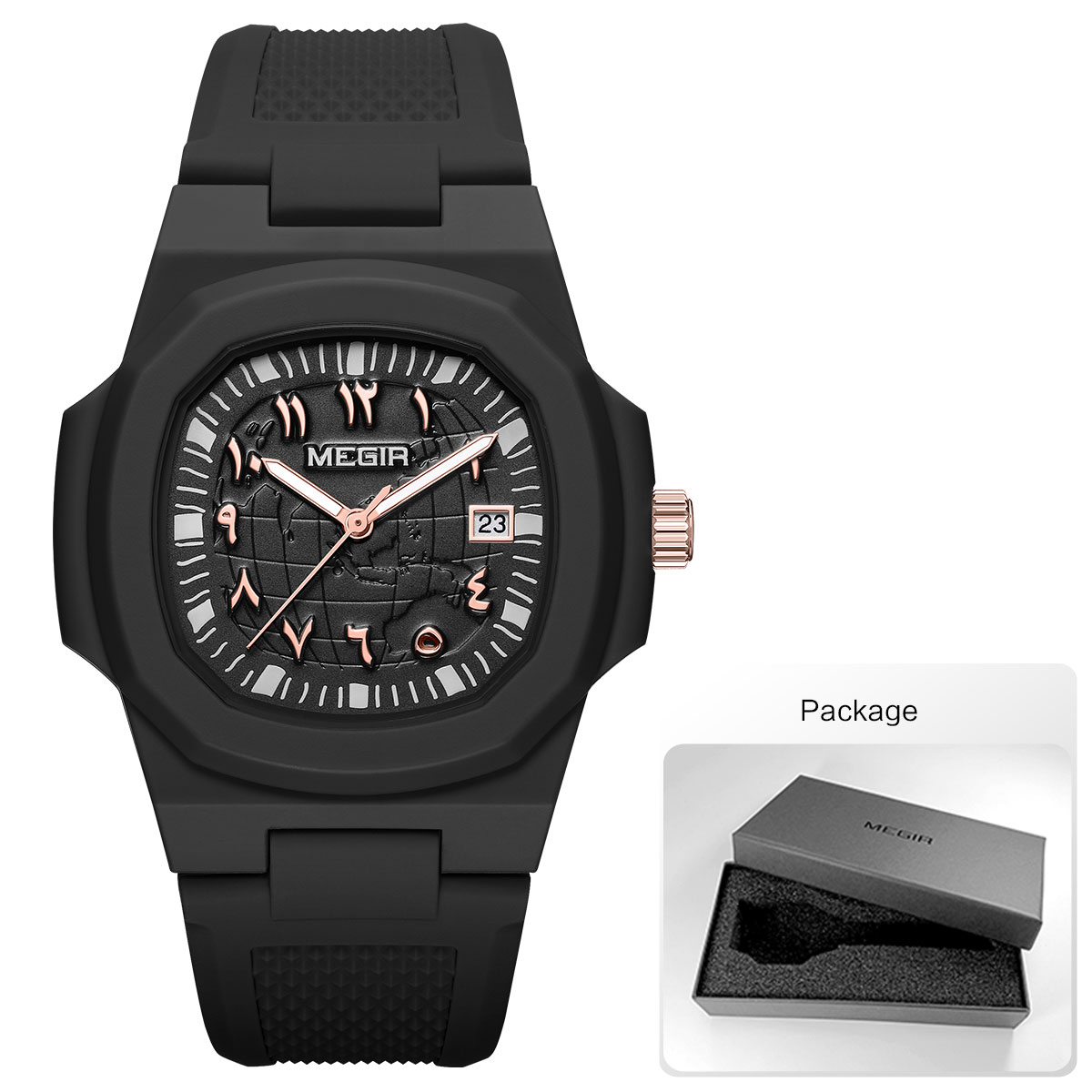 Megir topmerk luxe horloge voor heren 30 atm waterdicht datumweergave siliconen band sportief quartz polshorloge relogio masculino: Ander