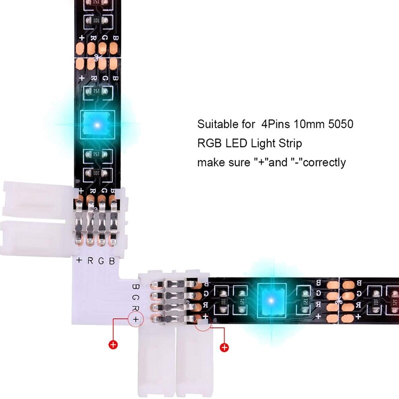 5050 4Pin RGB LED Strip Connector Kit,T Shape Connectors,LED Strip Jumper,4 Pin Male to Male Connector