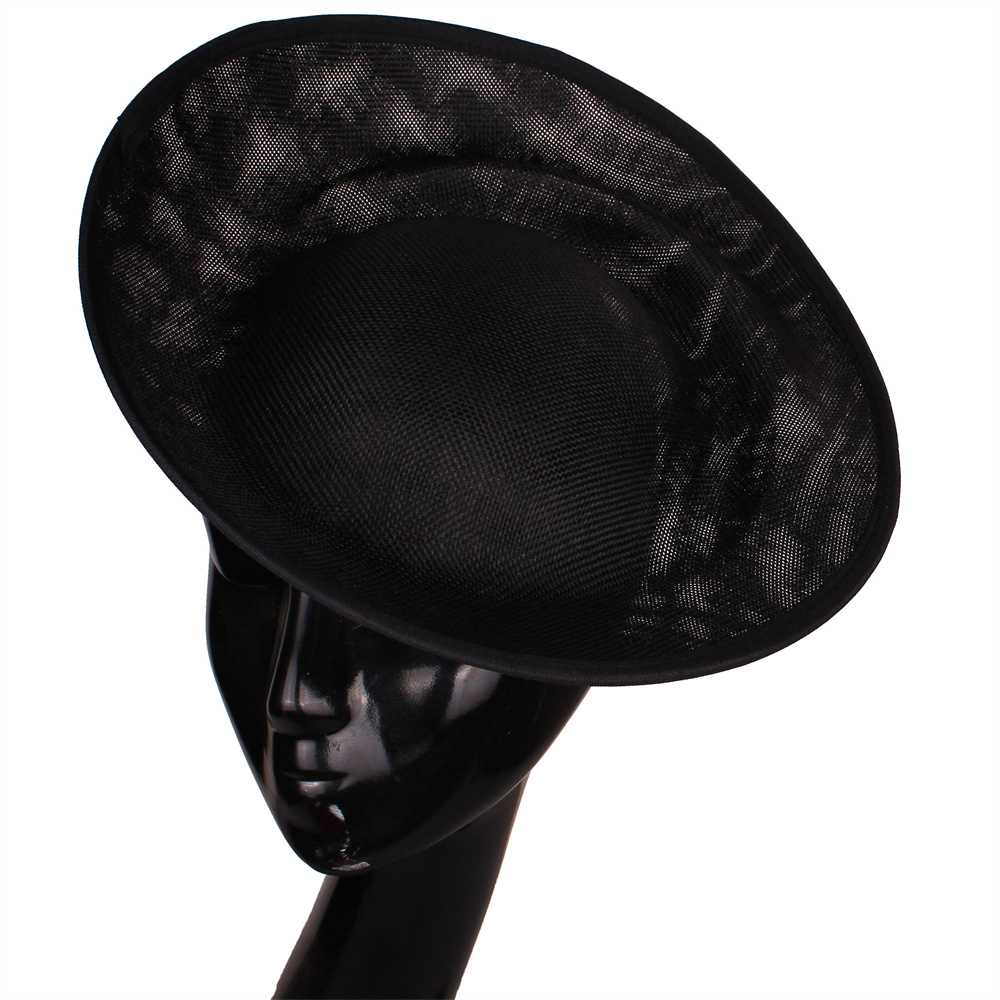 Bride 30CM Round Fascinators Beses Wedding Headdress Ladies Millinery Hat Fascinator DIY Hair Accessories: 5g / black