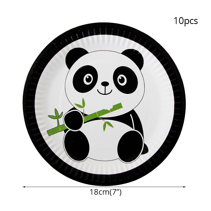 Cartoon Panda Party Decorations Foil Balloons Paper Plate Cup Disposable Tableware Set Kids Birthday Party Baby Shower Supplies: army green