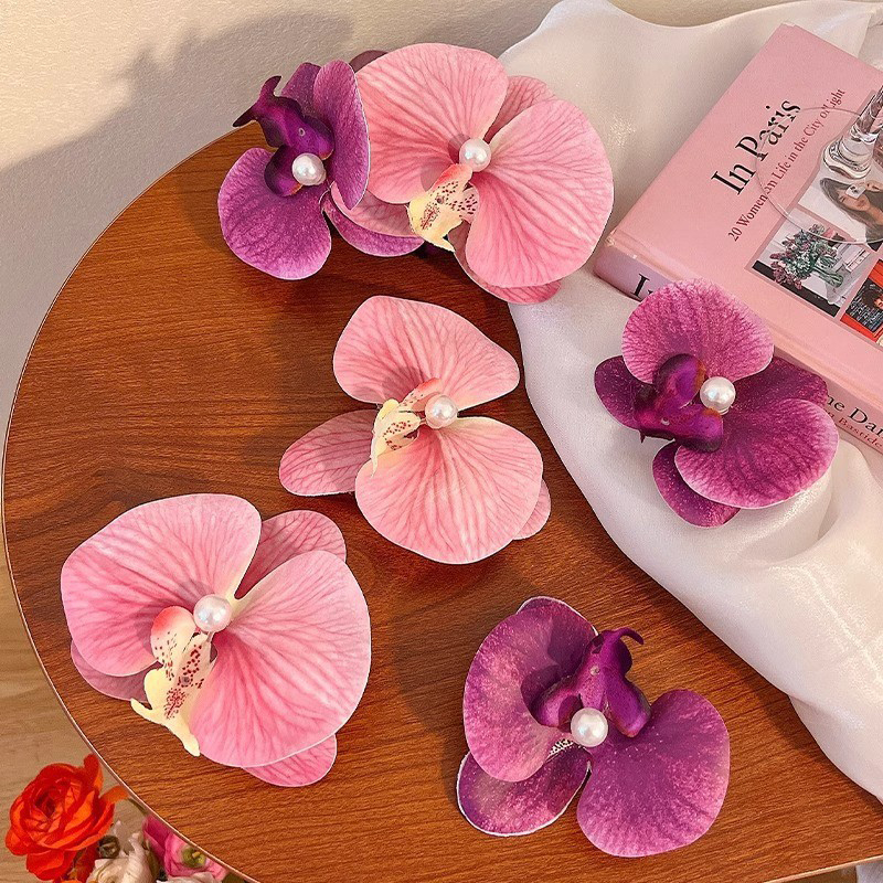Orchid Hair Clip For Woman Artificial Flower Hairpins Cute Wedding Party Side Clip Hair Accessories