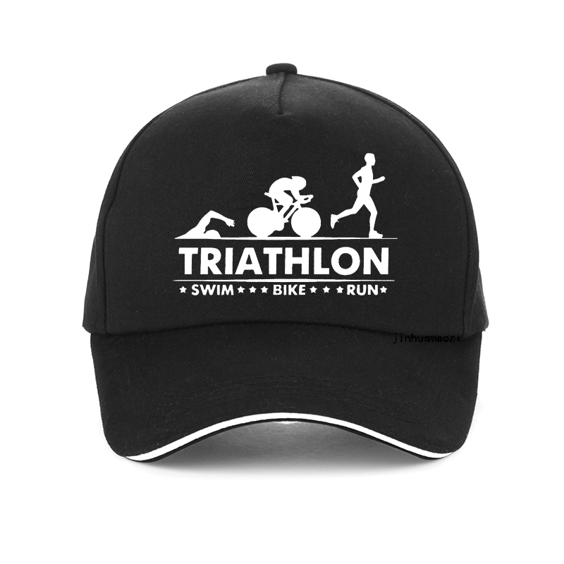Männer Triathlon schwimmen Fahrrad laufen Sportler Sport Golf Hütte Männer verstellbar Sommer draussen Sport Sonnenhut Baseball Deckel Gorro: Schwarz