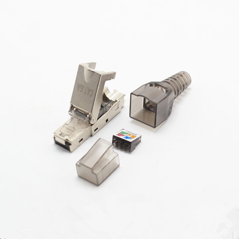 Afgeschermd Kristal Cat6a Ethernet RJ45 Adapter Adsl Modem CAT6A Plug Herbruikbare Soorten Kristal Hoofd Ethernet Connector 10 Gigabi: 5pcs