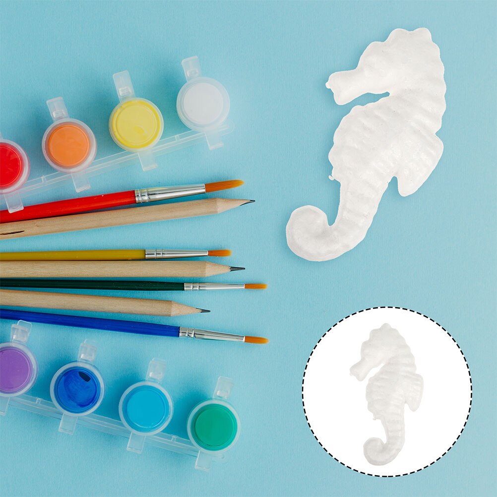 20Pcs Seahorse Shape Painting Models DIY Crafts Making Models Hand-painted Seahorse Model