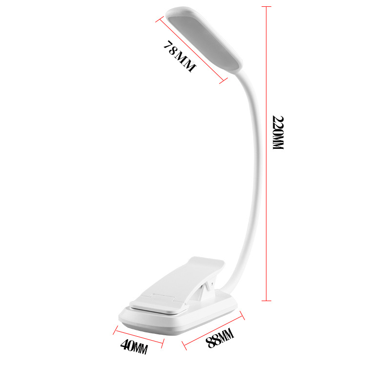 Oplaadbare boeklamp Dimmende leeslamp op 3 niveaus Daglicht Flexibel clip-on licht Boekleeslamp voor lezen in bed