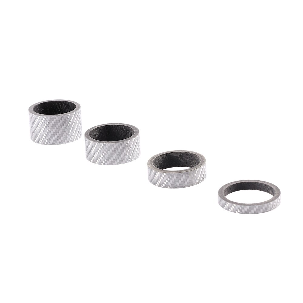 4 stuks mountainbike voorvork fiber fietsonderdelen 5/10/15/20 mm afstandsringen fiets headset ring fiets headset afstandhouder: Zilver