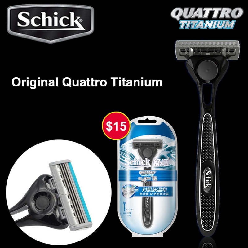 Originele Schick Quattro 4 Titanium Comfortabele Mannen Scheren Body Haar Scheerapparaat Handleiding Gezicht Scheermes In Voorraad