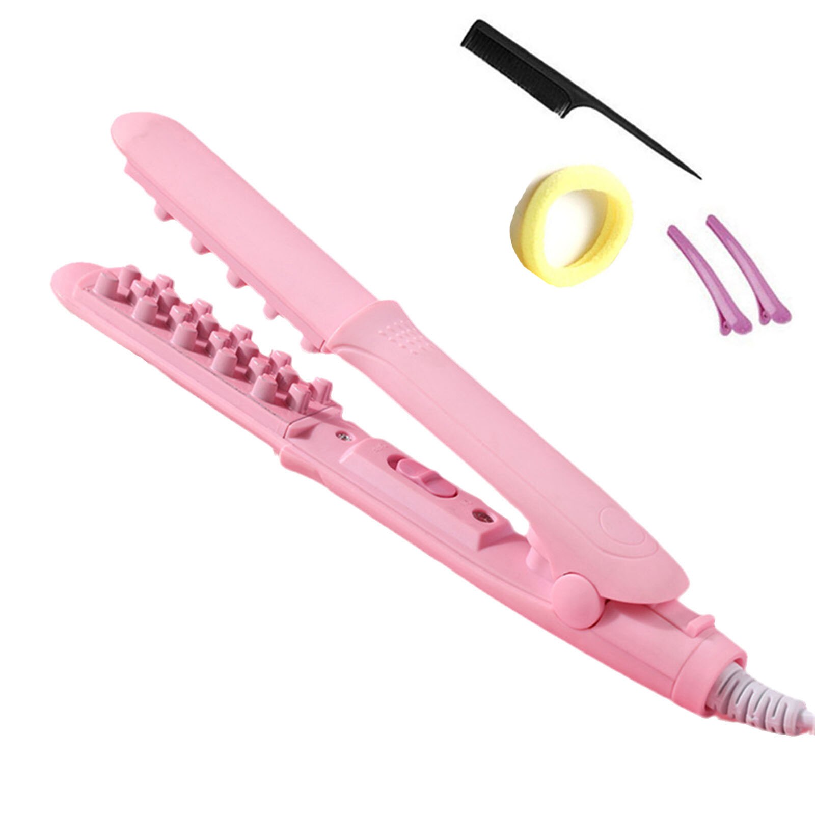 Mini Professionele Haar Krultang Elektrische Krultang Maïs Perm Spalk Flat Iron Wave Board Keramische Digitale Styling Tools: Roze / EU