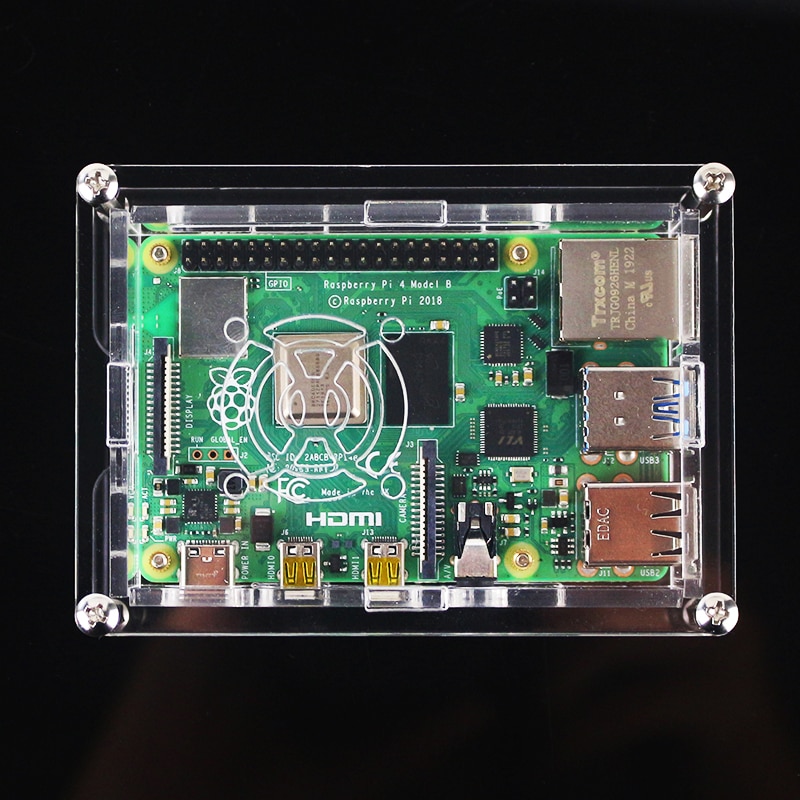 Upgraded Raspberry Pi 4 Acrylic Case Clear Black Blue Red Transparent Shell with Cooling Fan for Raspberry Pi 4 Model B RPI 4