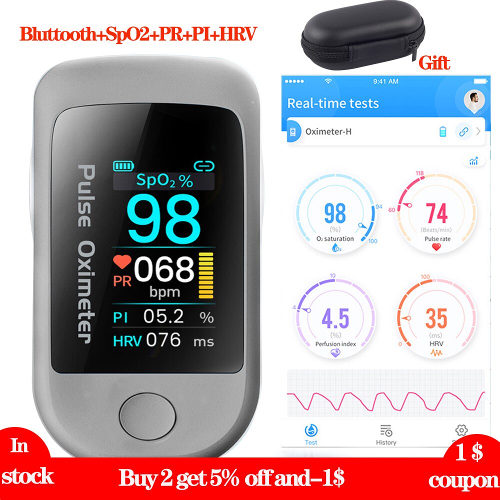 Hrv Pulsoxymeter Bluetooth Data Record Hartslag Variablity Saturatiemeter De Dedo Hrv SpO2 Pr Pi Monitor Oled-scherm Android ios