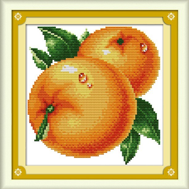 Water sinaasappels druif fruit kruissteek kit fruit nog count print DMC kleur 14ct 11ct borduurwerk DIY handgemaakte handwerken: oranges / 11ct print canvas