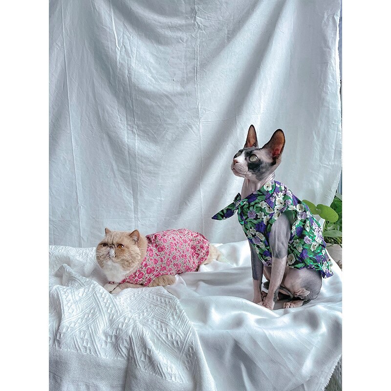 Cat clothes Summer thin floral dress Sphinx hairless cat German Korean pet cat clothes pet costume kitten clothes