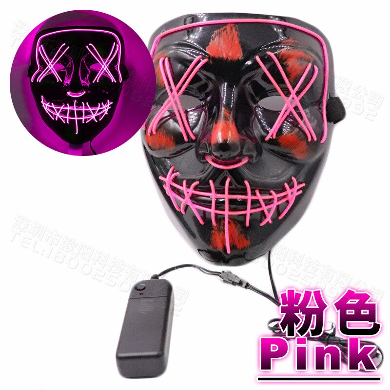 Halloween glowing mask ghost dance with blood flashing horror thriller LED mask electric sound bar party Halloween decoration: Olive