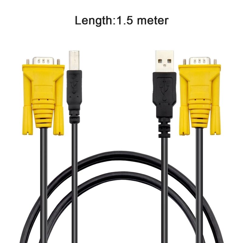 1.5M USB KVM Switch Cable USB2.0 15Pin VGA Male to Male USB A to USB B Cord Cables PC Computer Printer Monitor Adapter Converter