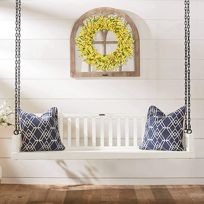 Sztuczne forsycja wieniec kwiatów, żółty kwiat wieniec frontowe drzwi zima Jasminum wieniec na ślub dekoracje ścienne robić domu