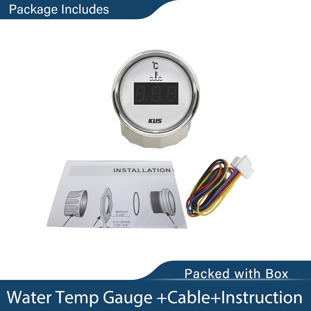 KUS 52mm Car Boat Digital Water Temp Meter for Car Turbo Boost Water Temperature Gauge Indicator 25-120 Celsius 12V 24V: WS