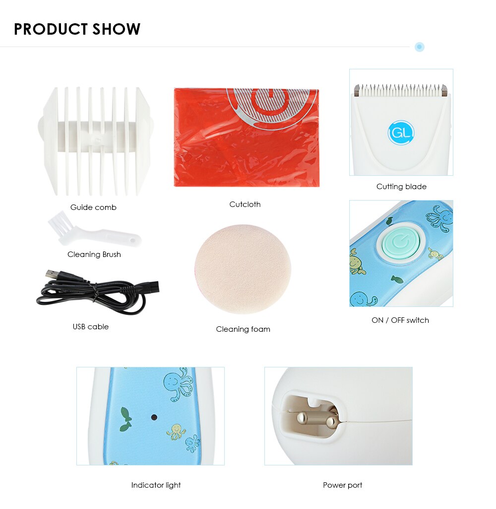 Klier L-12 USB Snel Opladen Tondeuse Waterdicht Tondeuse Snijden Ultra Slient Baby Volwassen Elektrische Oplaadbare Haar Kit