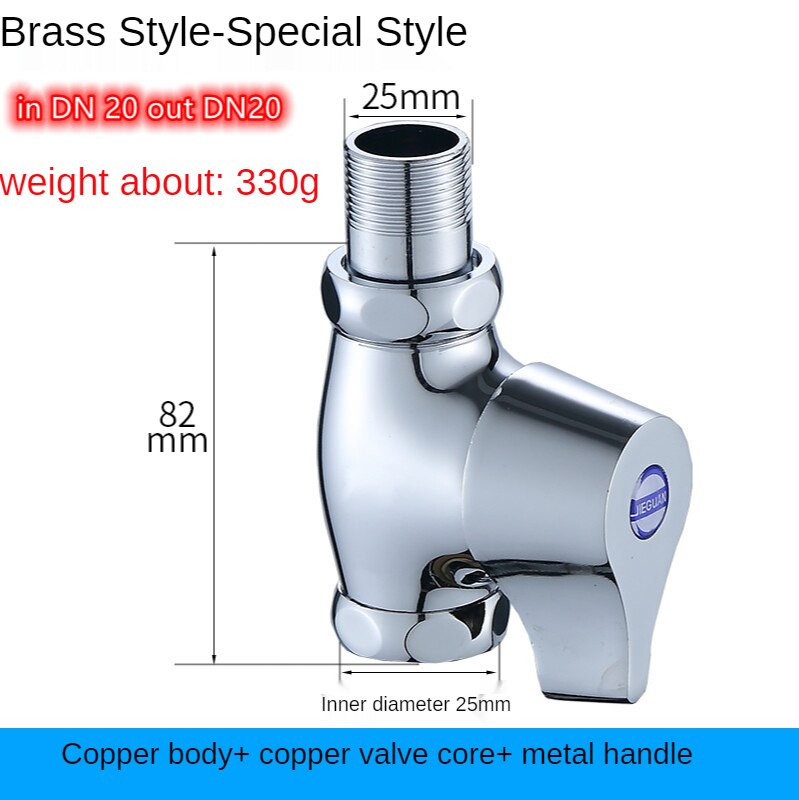 Toilet Flushing Valve Hand-held Toilet Switch Valve Toilet Valve Toilet Time Delay Valve Squatting Pan Quick Open Flushing Valve: in DN20 out DN20-A