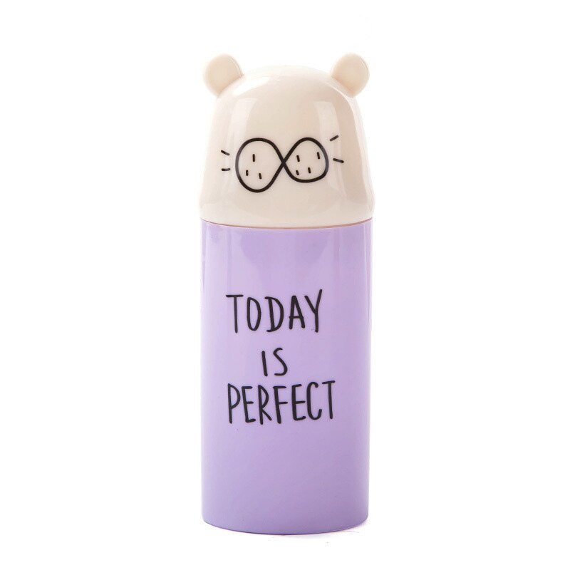 Plastic Cartoon Animal Toothbrush Cup with Cover Bathroom Mouthwash Travel Toothbrush Holder Cup Home Bathroom Accessories: Purple