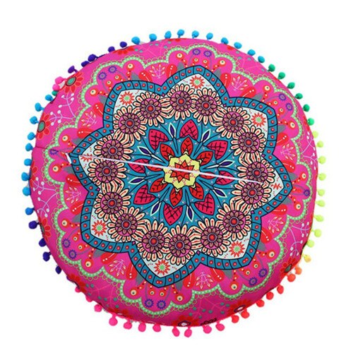 Chique ronde indiase mandala-patroon kussensloop bohemian kussens magische kleurrijke stijl kussensloop: Lichtgrijs