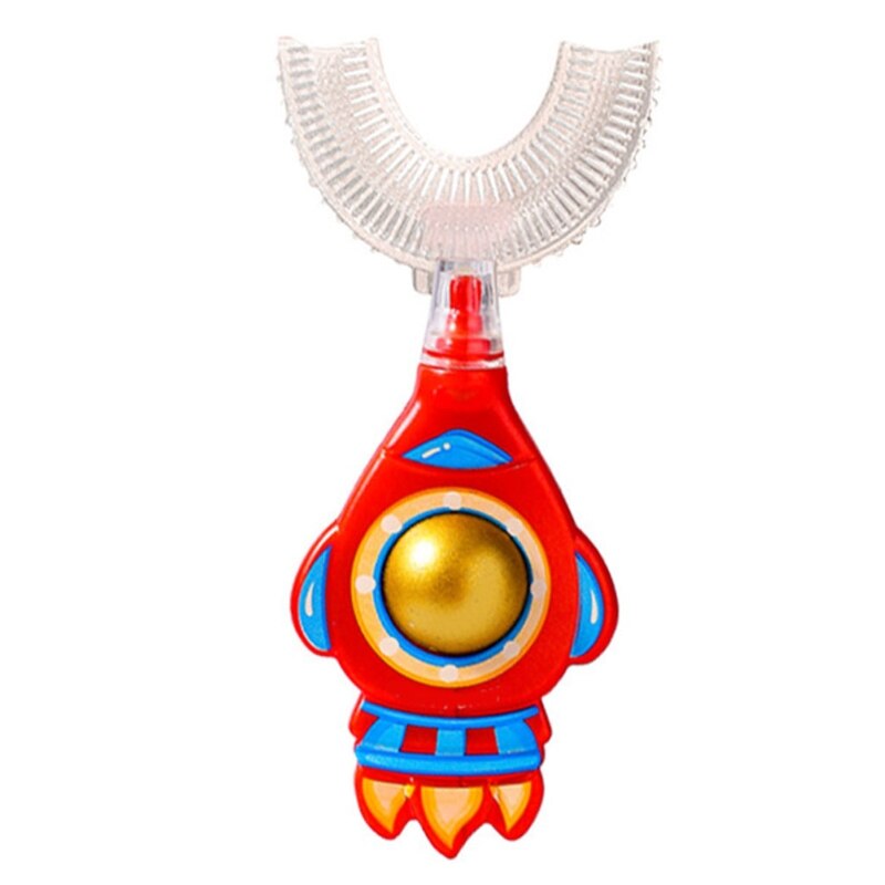 R9JD Kids U-Vormige Tandenborstel Kinderen Baby Food Grade Zachte Tandenborstel Handleiding Voor 2-12 Jaar Oude Kinderen baby Zachte Toothbrus: R-G