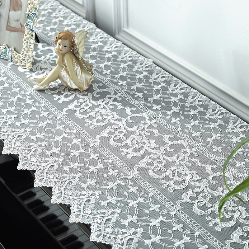 40x210mm Weiß Spitze Klavier Abdeckung Dekoration Klavier Tuch Staub nachweisen Abdeckung Hochzeit