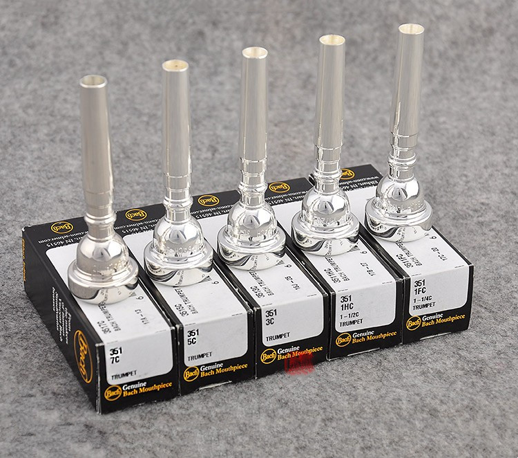 BACH Bb Trumpet Mouthpiece 7C 5C 3C Size Pro Silver/Gold Plated Copper Musical Brass Instruments Trumpet Accessories