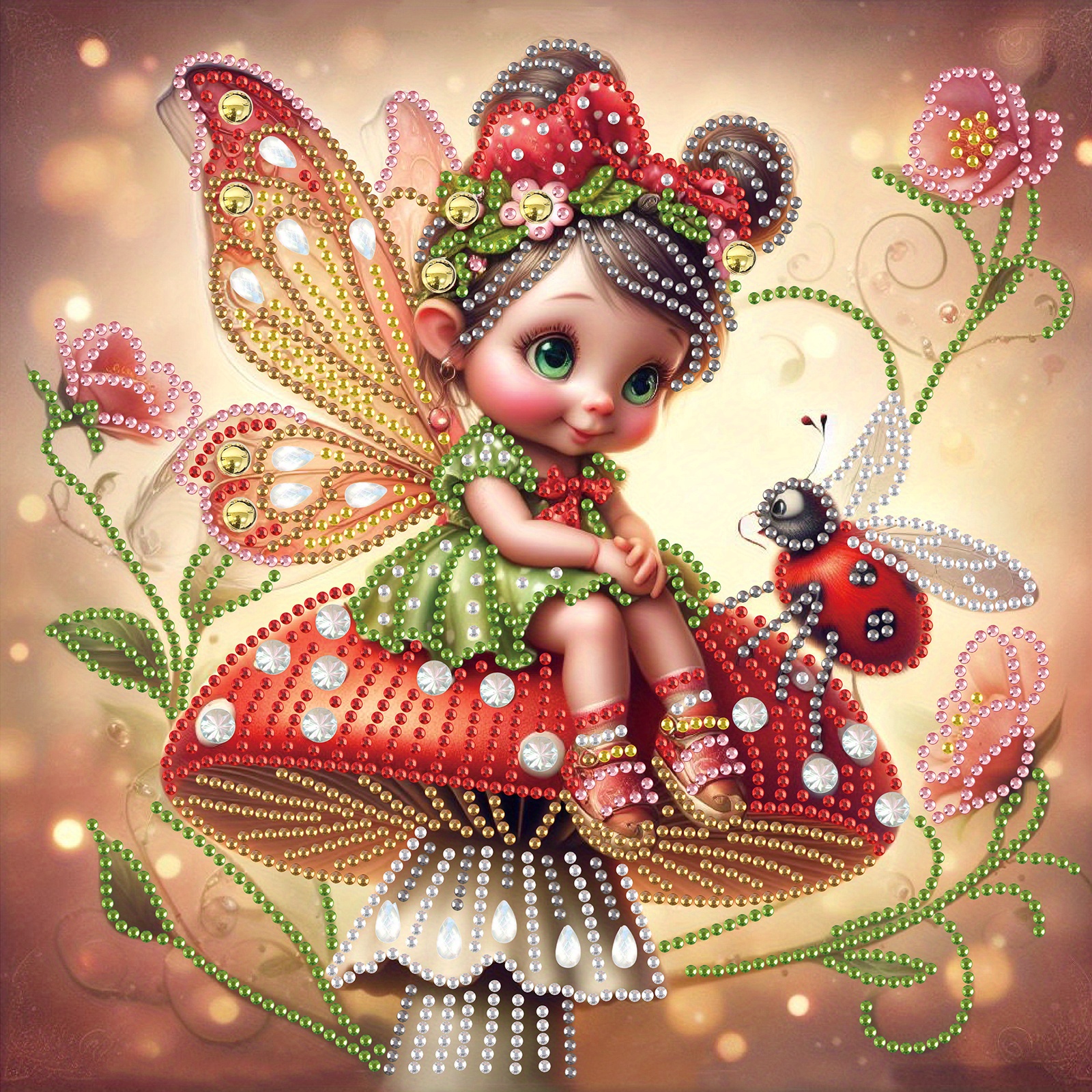 Kits de arte de diamante de forma especial 5D de Hada de las flores DIY para principiantes, kits de pintura de arte de diamante para de decoración de pared del hogar: Default Title