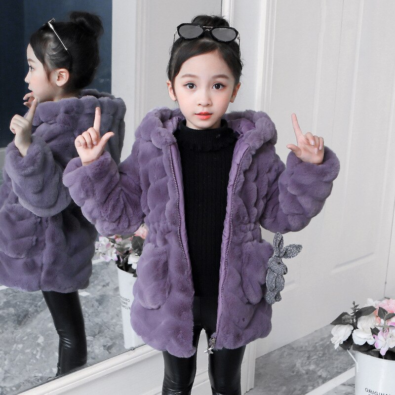 Meisjes Winter Jassen Winter Kinderen Mode Kleding Baby Meisjes Faux Fur Tops Wollen Jas Kinderen Meisjes Wollen Jas faux Bontjas