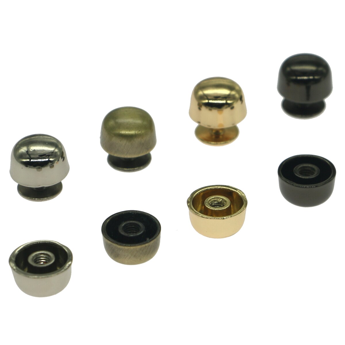Sac seau de 10mm avec rivet en arc fixe au fond, vis de base à vis à face, bricolage à la main, décoration de sac en cuir, rivets argentés en quatre couleurs