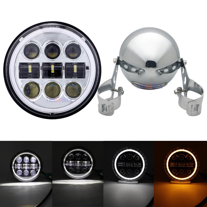 5 3/4" LED Headlights DRL 5.75 inch Iron 883 Dyna Headlamp for Triumph Rocket iii 3 Speed Tripl & Street Triple Driving Light: D Set