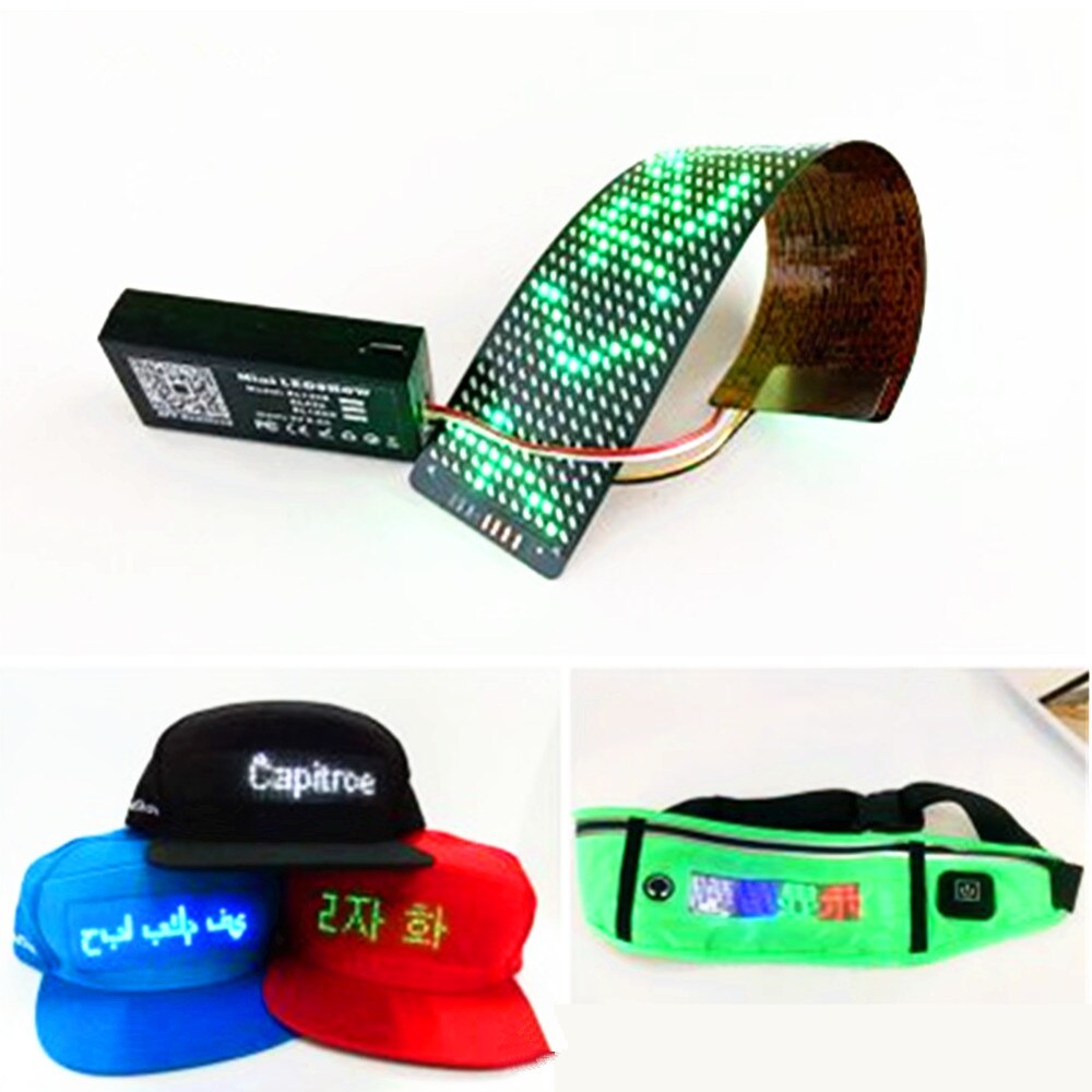 Tela matriz de exibição de pixel 16*32 do módulo led flexível bluetooth diy para led chapéu de sol saco de camiseta led máscara facial exibir texto de rolagem