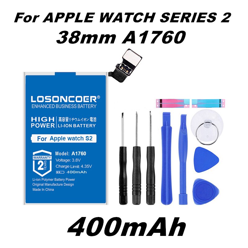 LOSONCOER 420mAh Batteria per Apple Serie di orologi A1579 1 Serie 2 38 millimetri 42 millimetri Reale Capacità Series1 Series2 batteria di buona Qualità: For Series 2 38mm