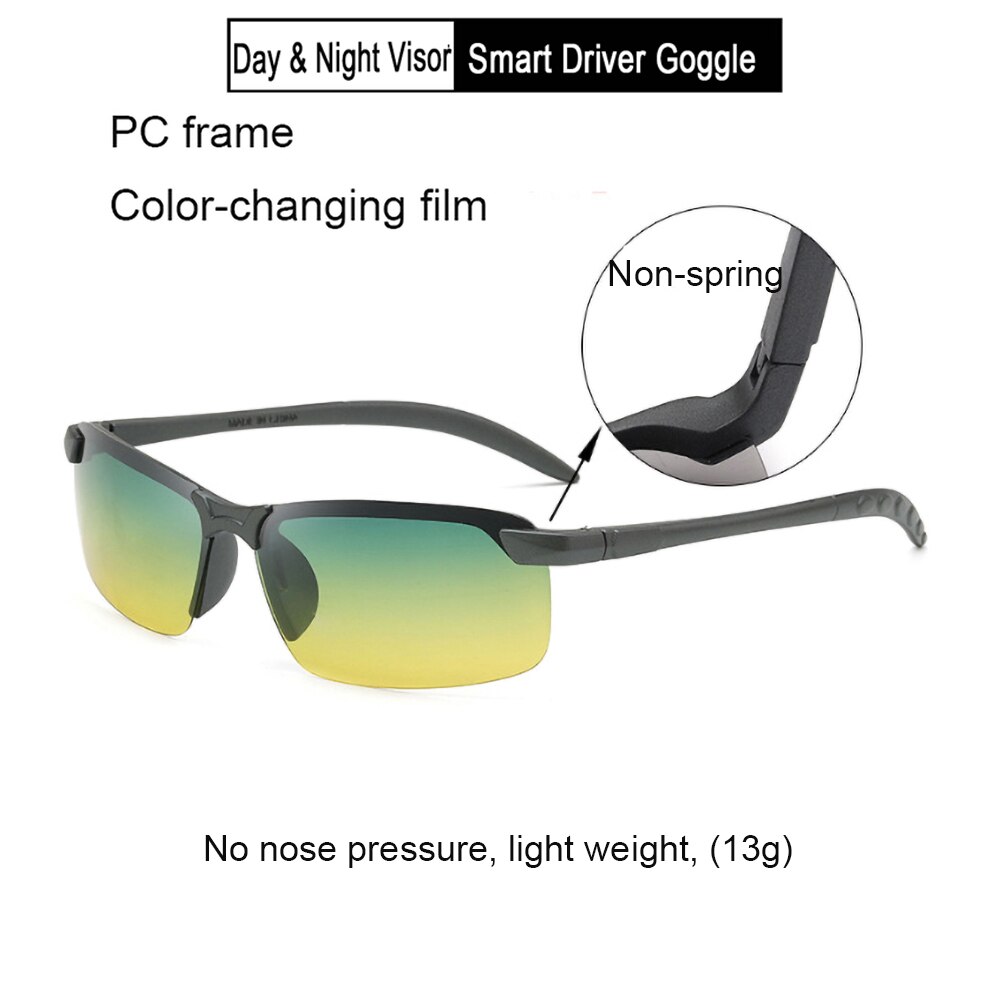 Day & Night Vision Driver Goggles Anti-Glare Night Driving Enhanced Light Glasses Sunglasses Goggles Car Accessories: Green