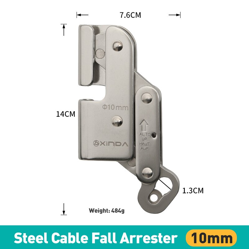 Xinda 8mm 10mm Steel Cable Fall Arrester Work At Height Rope Grab For Steel Cable Wind Power Protection Equipment: White
